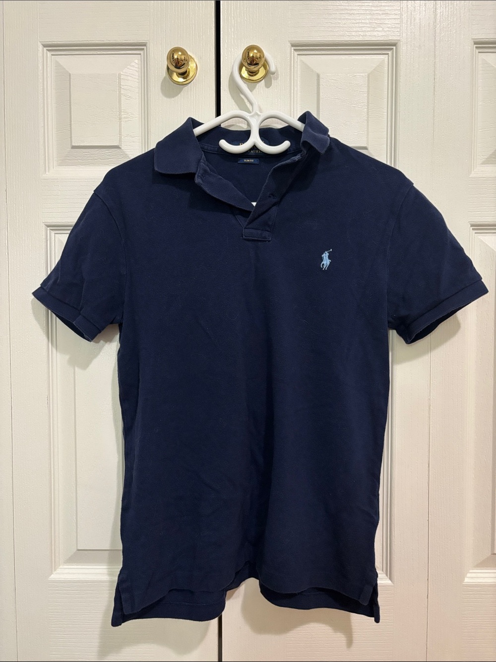 POLO RALPH LAUREN Navy Blue Polo Shirt Slim Fit - Size S